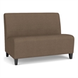 Siena Lounge Lobby Reception Waiting Armless Loveseat / Black Steel Legs / Brown