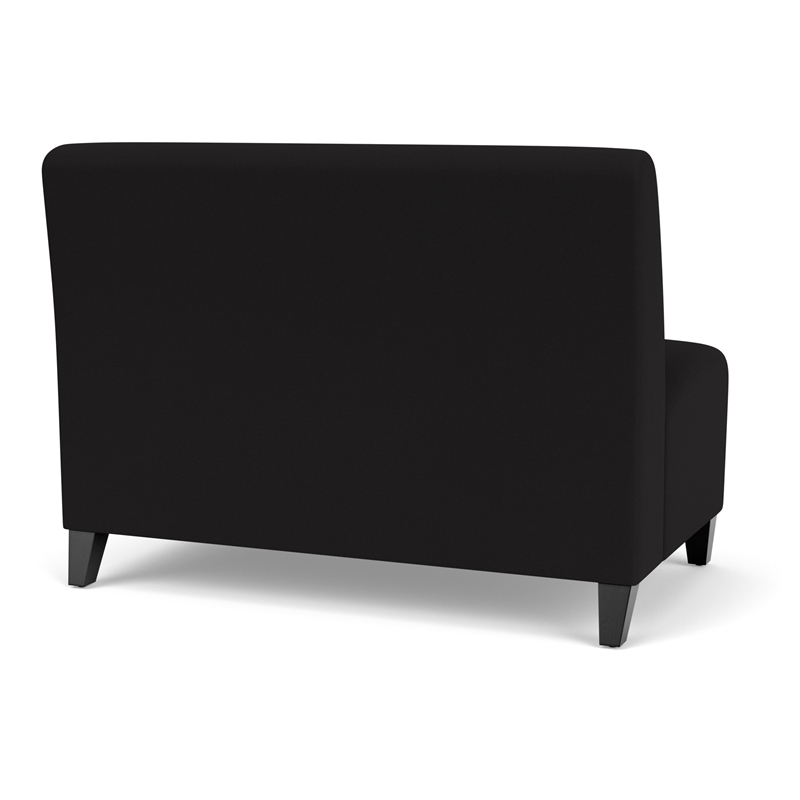 Siena Lounge Lobby Reception Waiting Armless Loveseat / Black Steel Legs / Black