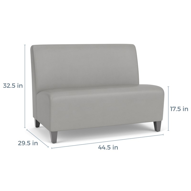 Siena Lounge Lobby Reception Waiting Armless Loveseat / Black Steel Legs / Blue