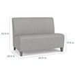 Siena Lounge Lobby Reception Waiting Armless Loveseat / Black Steel Legs / Blue