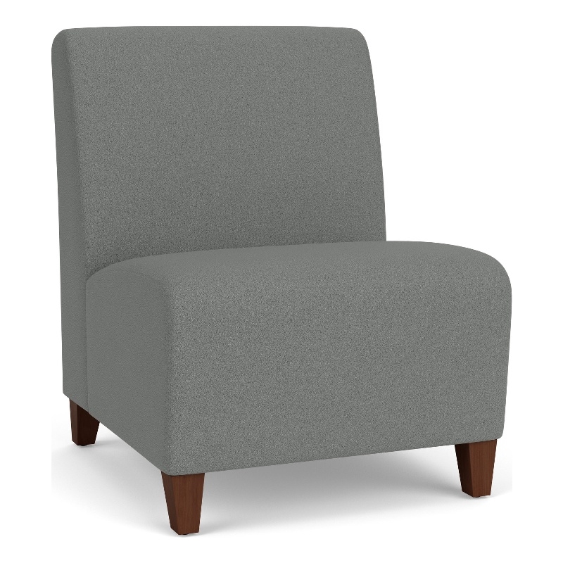 Siena Reception Armless Oversize Guest Chair / Walnut Wood Legs / Light Gray