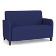 Siena Lounge Lobby Reception Waiting Loveseat / Black Steel Legs / Blue
