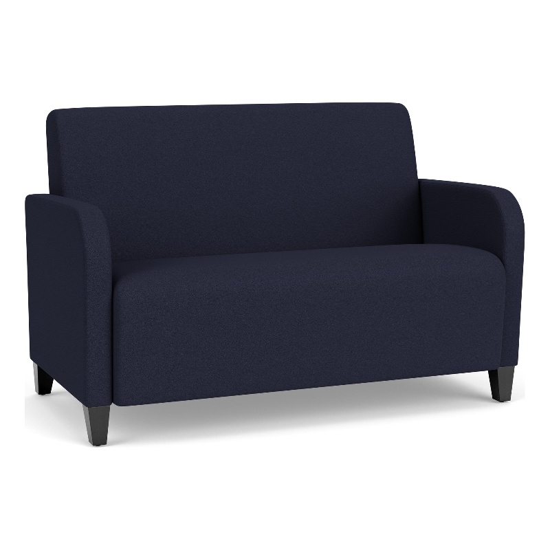 Siena Lounge Lobby Reception Waiting Loveseat and / Black Steel Legs / Navy Blue