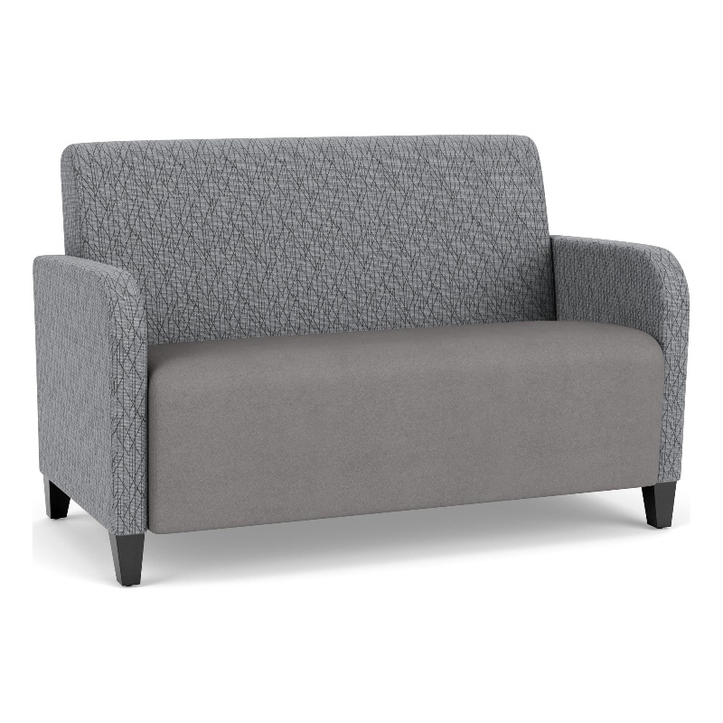 Siena Lounge Reception Waiting Loveseat / Black Steel Legs / Gray / Gray