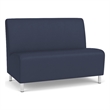 Siena Lounge Reception Waiting Armless Loveseat / Brushed Steel Legs / Blue