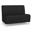 Siena Lounge Reception Waiting Armless Loveseat / Brushed Steel Legs / Black