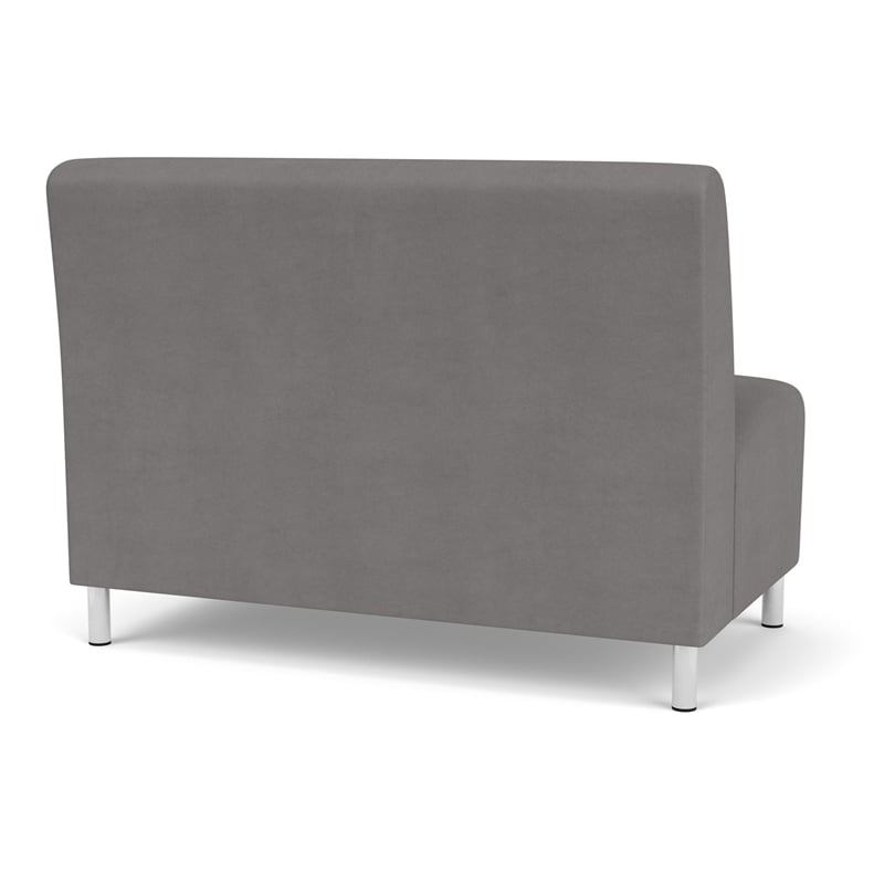 Siena Lounge Reception Armless Loveseat / Brushed Steel Legs / Light Gray