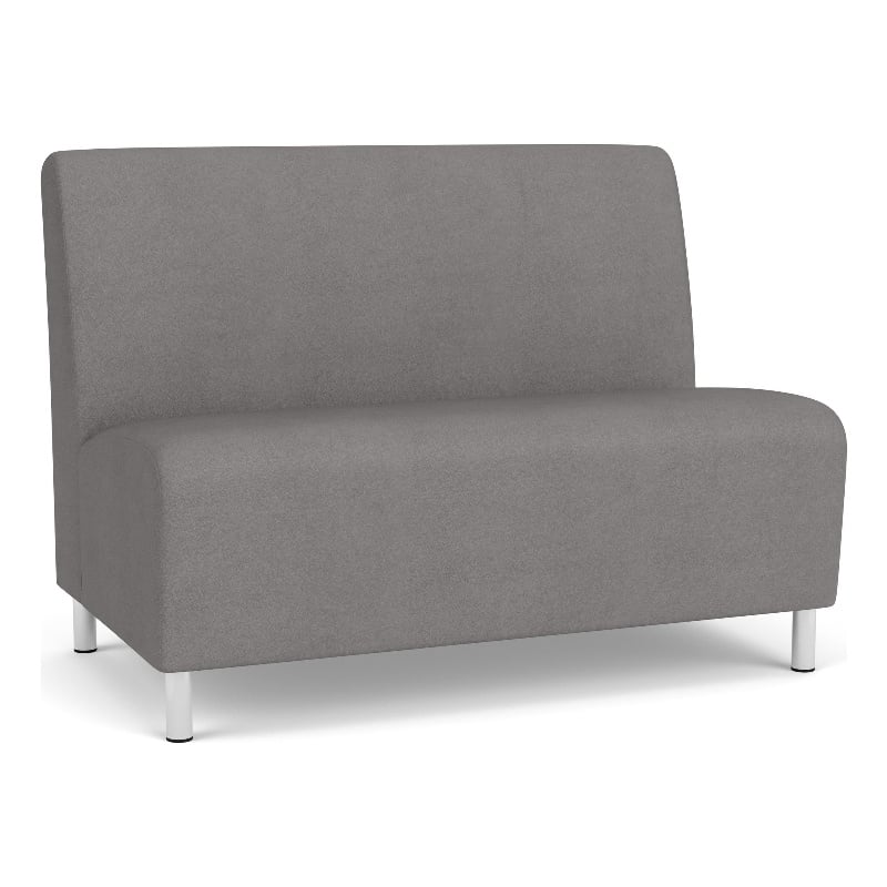 Siena Lounge Reception Armless Loveseat / Brushed Steel Legs / Light Gray