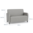 Siena Lounge Lobby Reception Waiting Loveseat / Brushed Steel Legs / Black