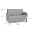 Siena Lounge Lobby Reception Waiting Loveseat / Brushed Steel Legs / Light Gray