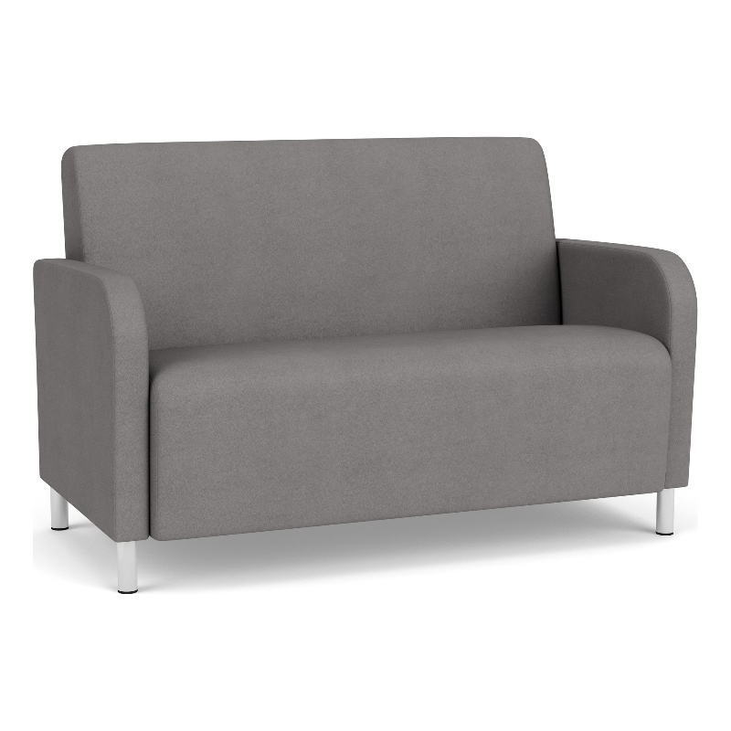 Siena Lounge Lobby Reception Waiting Loveseat / Brushed Steel Legs / Light Gray