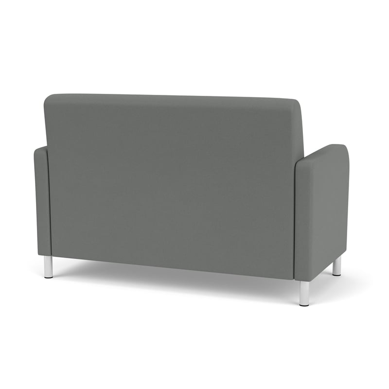 Siena Lounge Lobby Reception Waiting Loveseat / Brushed Steel Legs / Light Gray