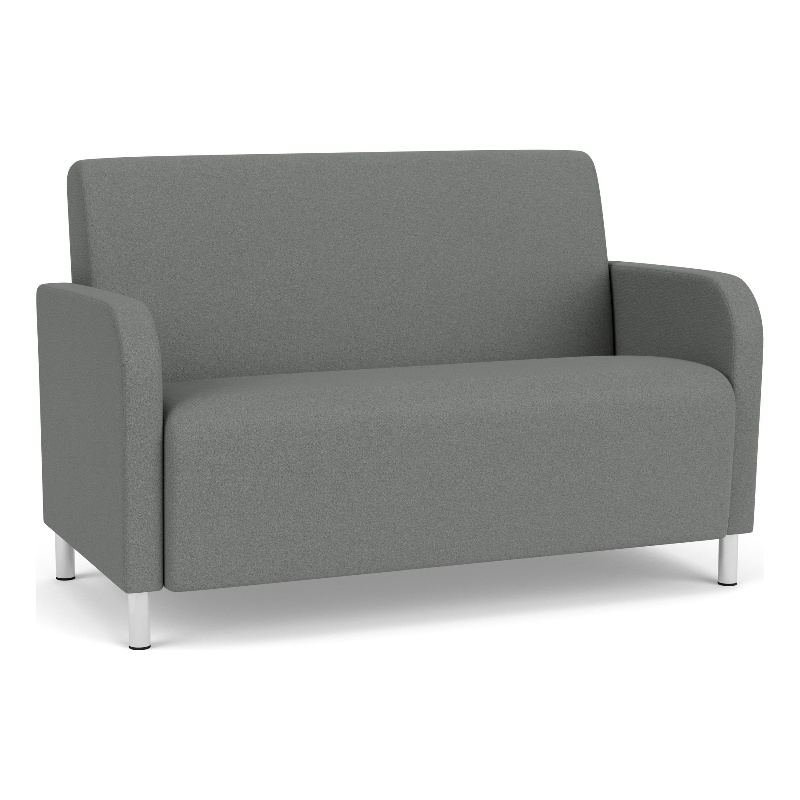 Siena Lounge Lobby Reception Waiting Loveseat / Brushed Steel Legs / Light Gray