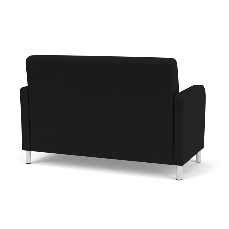 Siena Lounge Lobby Reception Waiting Loveseat / Brushed Steel Legs / Black