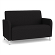 Siena Lounge Lobby Reception Waiting Loveseat / Brushed Steel Legs / Black