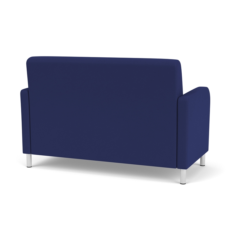 Siena Lounge Lobby Reception Waiting Loveseat / Brushed Steel Legs / Blue