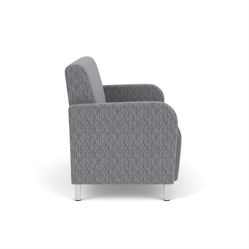 Siena Reception Reception Loveseat / Brushed Steel Legs / Gray / Gray