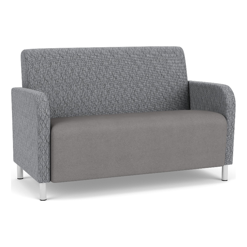Siena Reception Reception Loveseat / Brushed Steel Legs / Gray / Gray