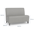 Siena Lounge Reception Waiting Armless Loveseat / Brushed Steel Legs / Brown