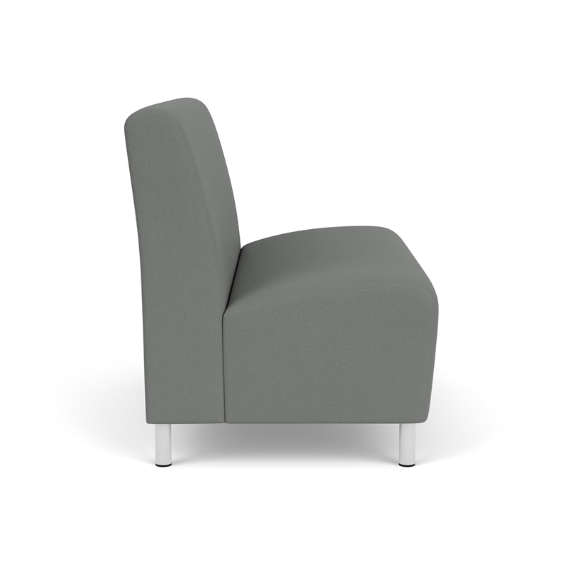 Siena Lounge Reception Armless Loveseat / Brushed Steel Legs / Light Gray