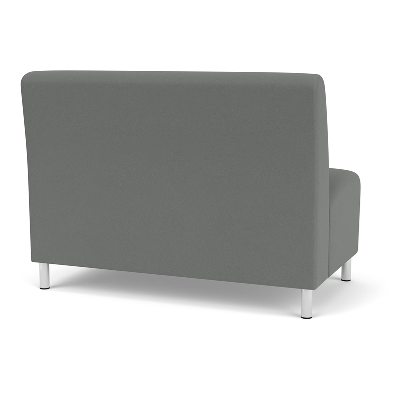 Siena Lounge Reception Armless Loveseat / Brushed Steel Legs / Light Gray