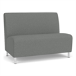 Siena Lounge Reception Armless Loveseat / Brushed Steel Legs / Light Gray