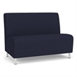 Siena Lounge Reception Waiting Armless Loveseat / Brushed Steel Legs / Navy Blue