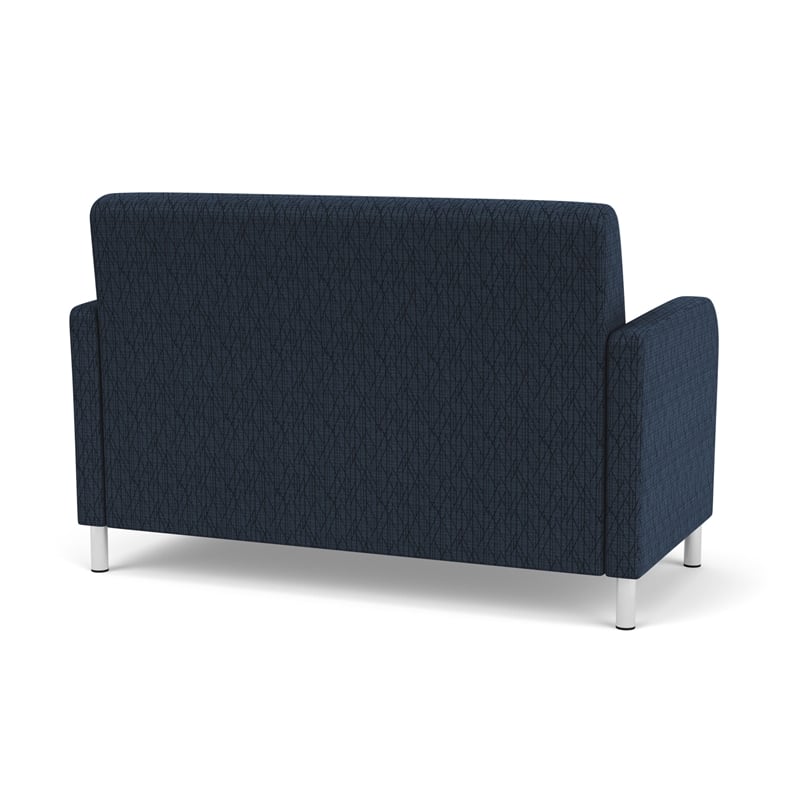 Siena Lounge Reception Loveseat / Brushed Steel Legs / Blue / Dark Blue