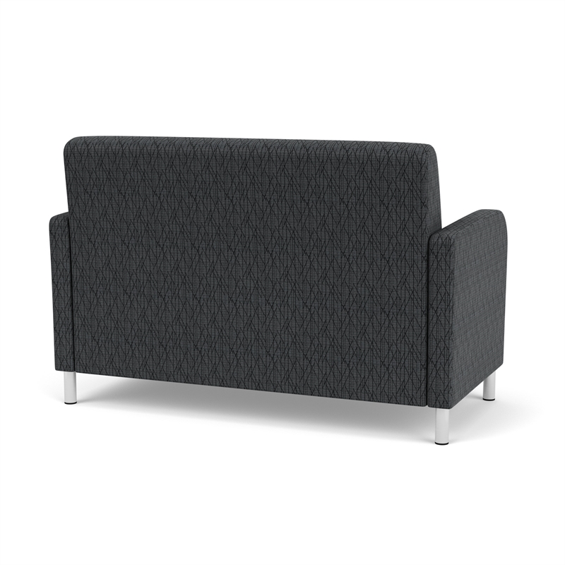 Siena Lounge Reception Loveseat / Brushed Steel Legs / Black / Dark Gray
