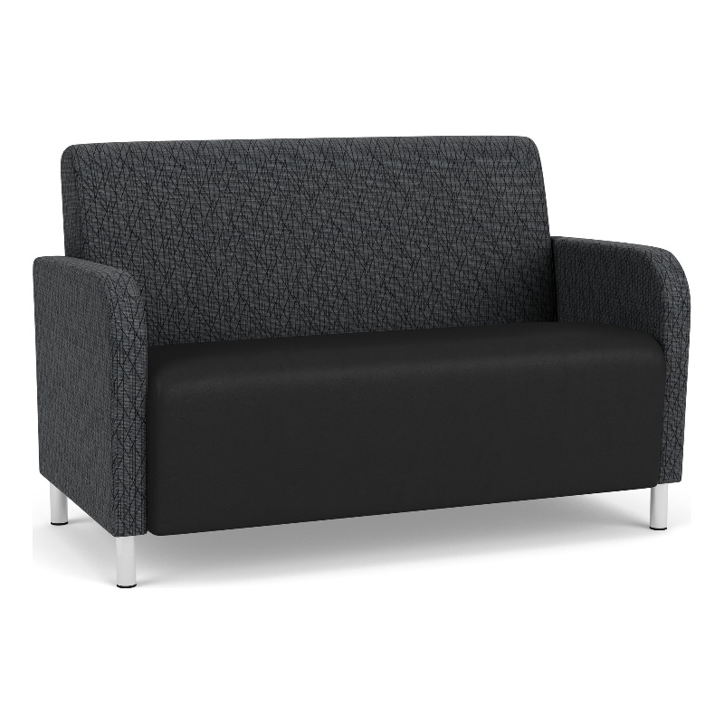 Siena Lounge Reception Loveseat / Brushed Steel Legs / Black / Dark Gray