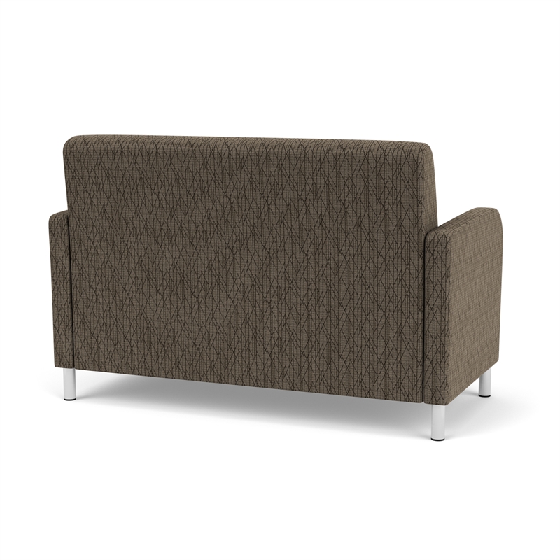 Siena Reception Reception Loveseat / Brushed Steel Legs / Brown / Brown