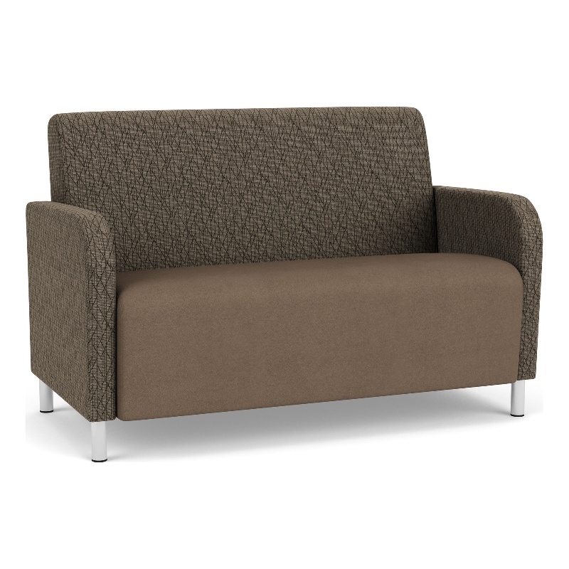 Siena Reception Reception Loveseat / Brushed Steel Legs / Brown / Brown