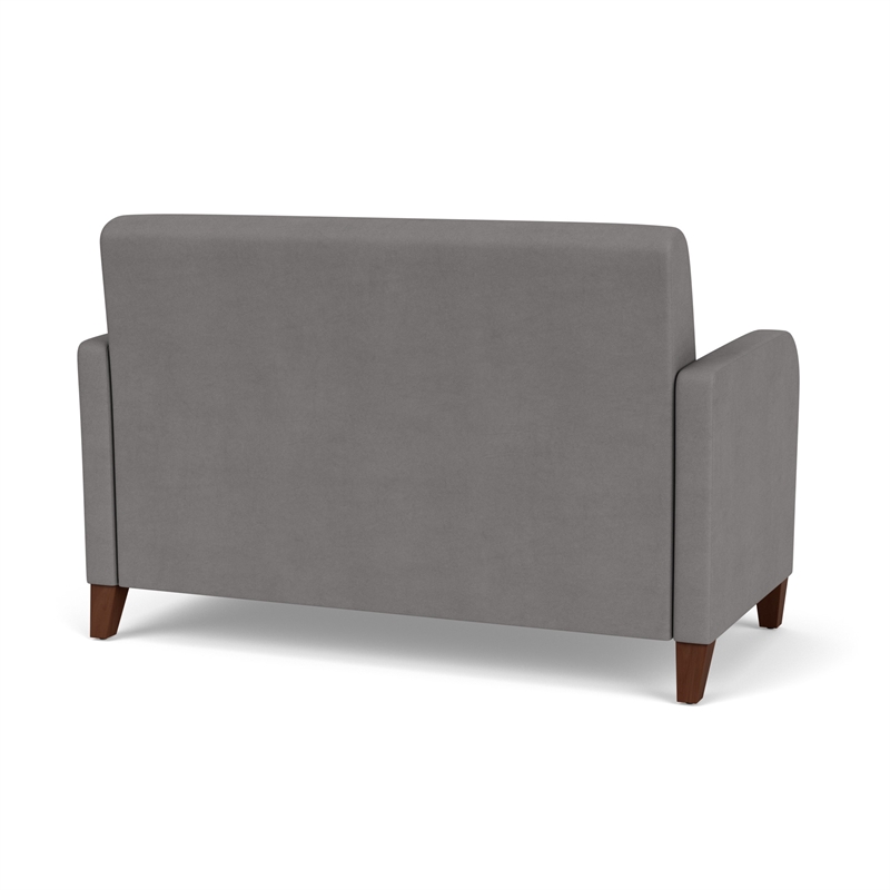 Siena Lounge Lobby Reception Waiting Loveseat / Walnut Wood Legs / Light Gray