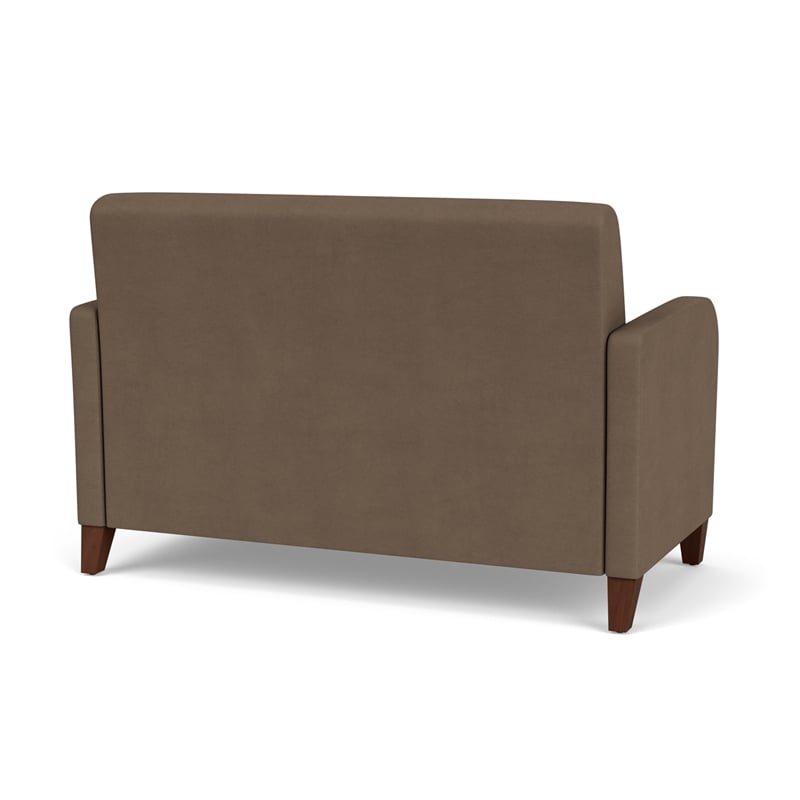 Siena Lounge Lobby Reception Waiting Loveseat / Walnut Wood Legs / Brown