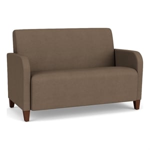 Siena Lounge Lobby Reception Waiting Loveseat / Walnut Wood Legs / Brown