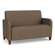 Siena Lounge Lobby Reception Waiting Loveseat / Walnut Wood Legs / Brown