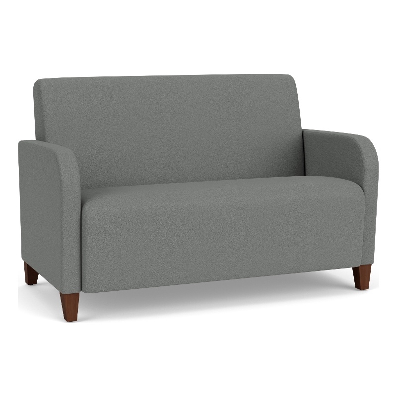 Siena Lounge Reception Waiting Loveseat and / Walnut Wood Legs / Light Gray