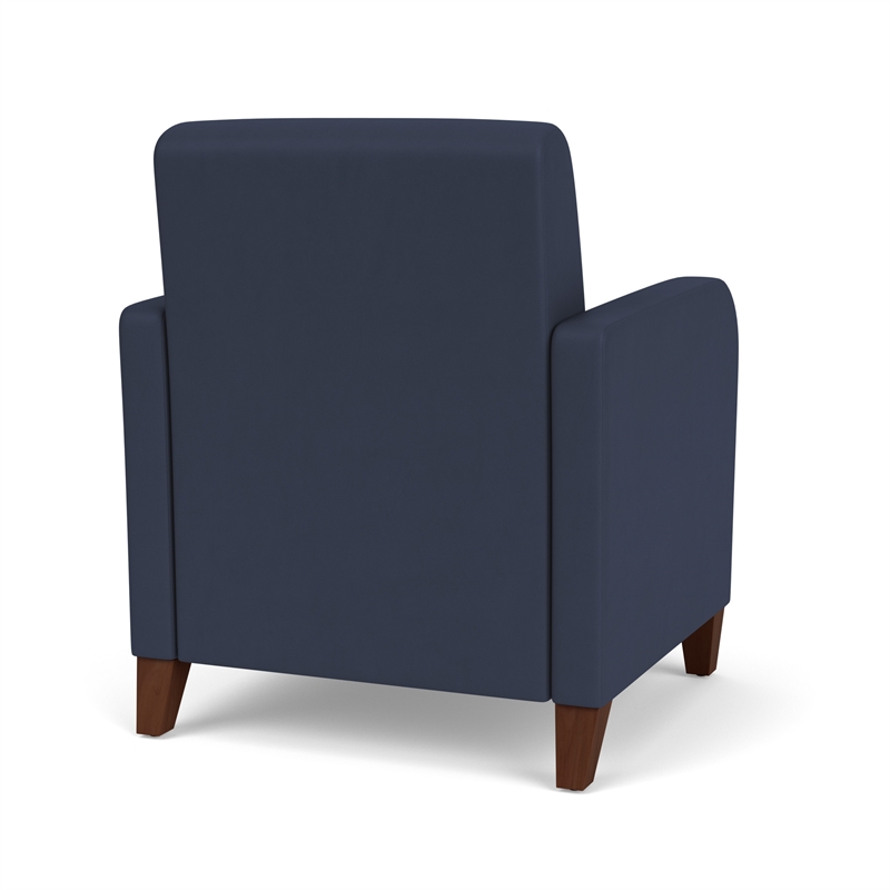 Siena Lounge Lobby Reception Waiting Guest Chair / Walnut Wood Legs / Blue