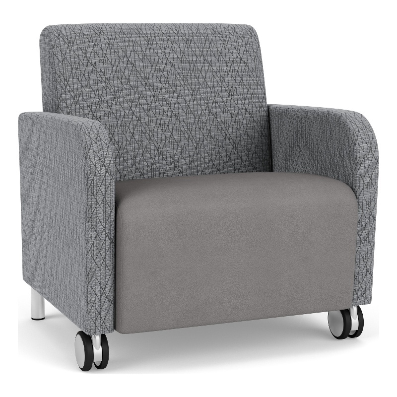 Siena Reception Oversize Guest Chair / Casters / Brushed / Gray / Gray