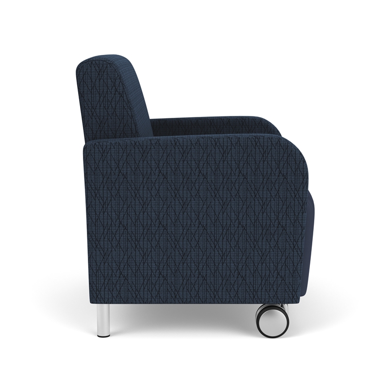 Siena Reception Oversize Guest Chair / Casters / Brushed / Blue / Dark Blue