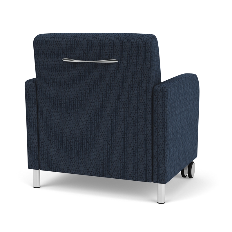 Siena Reception Oversize Guest Chair / Casters / Brushed / Blue / Dark Blue