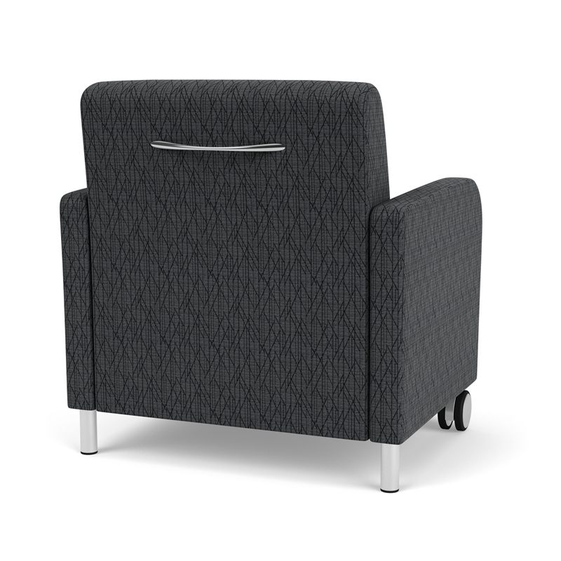 Siena Reception Oversize Guest Chair / Casters / Brushed / Black / Dark Gray