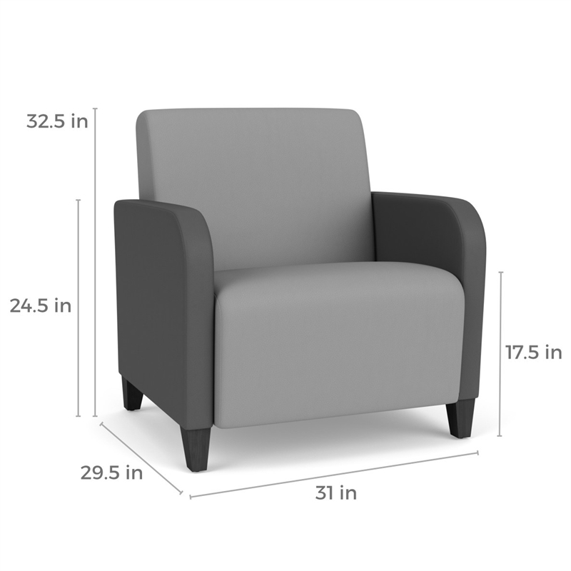 Siena Reception Oversize Guest Chair / Casters / Brushed / Black / Dark Gray