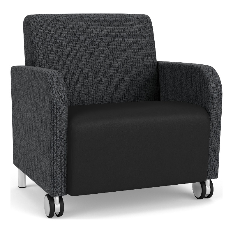 Siena Reception Oversize Guest Chair / Casters / Brushed / Black / Dark Gray