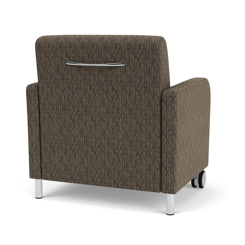 Siena Reception Oversize Guest Chair / Casters / Brushed / Brown / Brown
