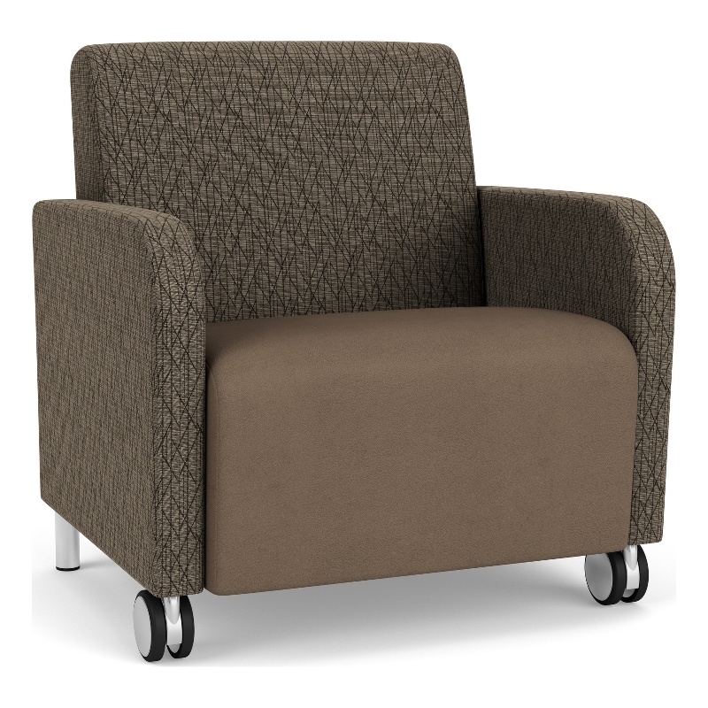 Siena Reception Oversize Guest Chair / Casters / Brushed / Brown / Brown