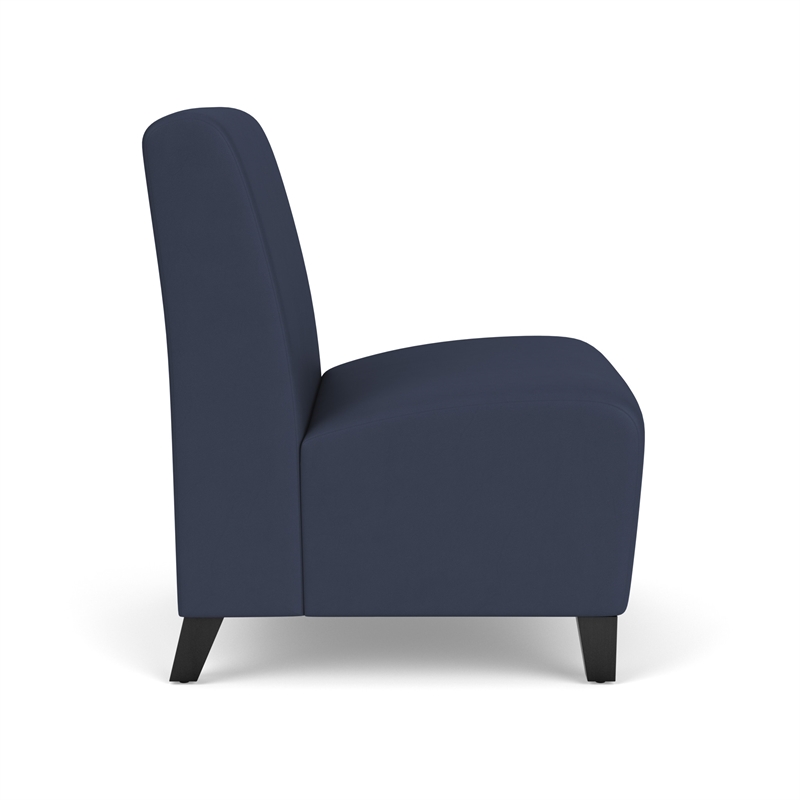 Siena Lounge Reception Armless Oversize Guest Chair / Black Steel Legs / Blue