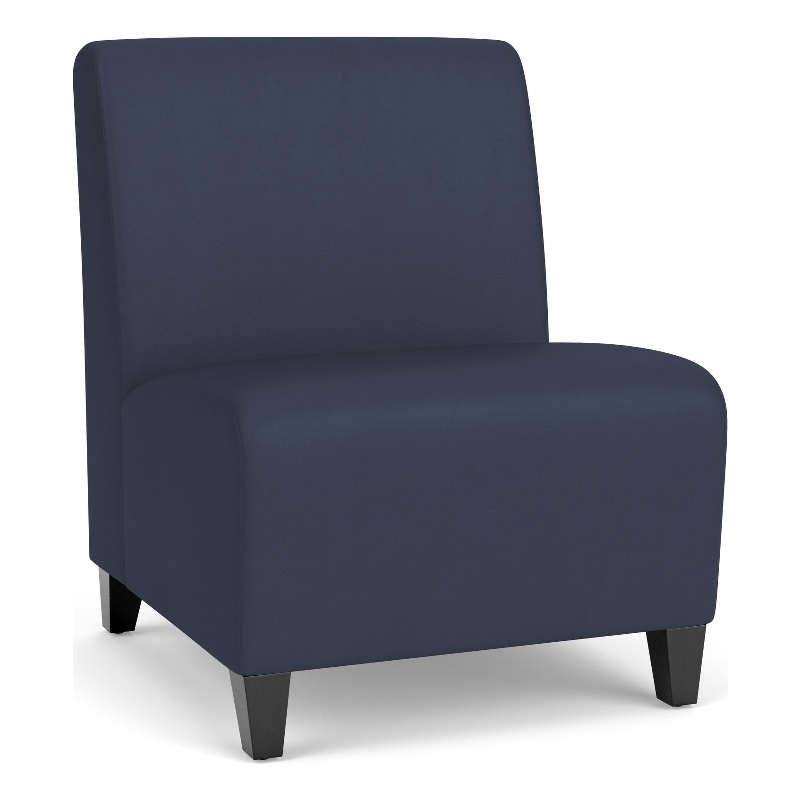 Siena Lounge Reception Armless Oversize Guest Chair / Black Steel Legs / Blue