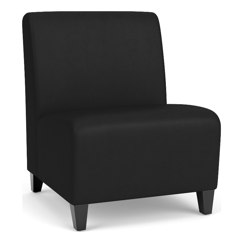 Siena Lounge Reception Armless Oversize Guest Chair / Black Steel Legs / Black