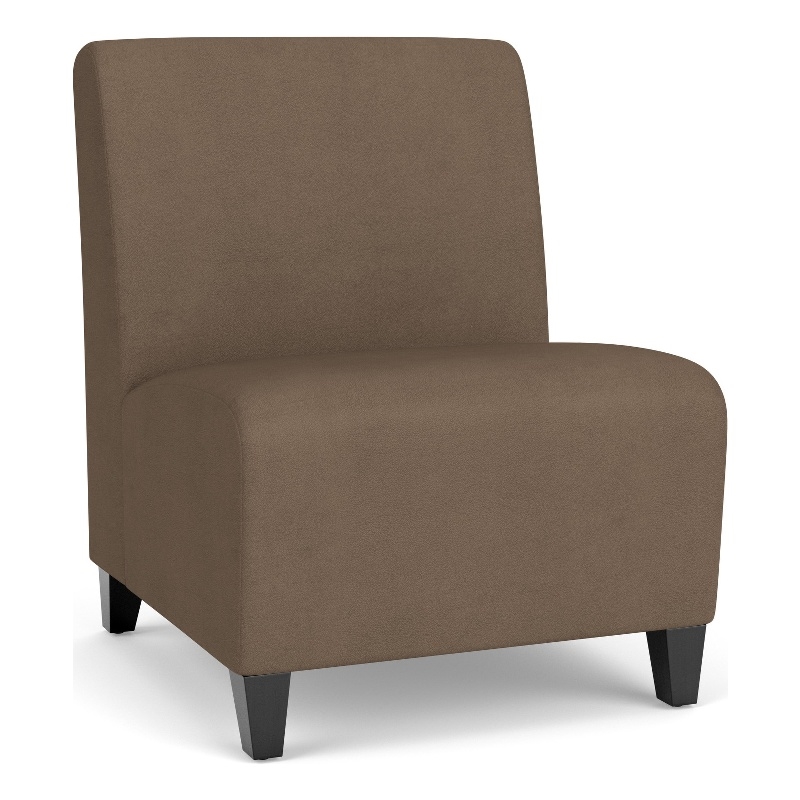 Siena Lounge Reception Armless Oversize Guest Chair / Black Steel Legs / Brown